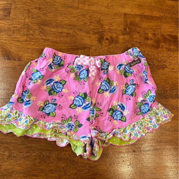 Matilda Jane pink blue floral ruffle shorts size 12 - Picture 1 of 3